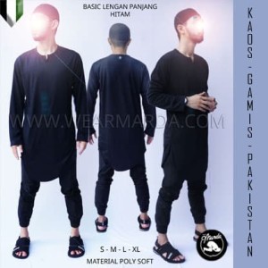 Baju Koko Gamis Pakistan Bahan Kaos Hitam Tokopedia