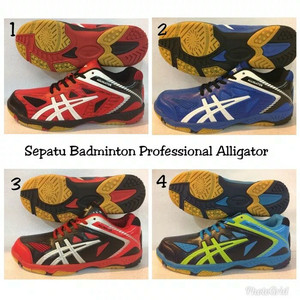 Sepatu Badminton Bulutangkis Professional Alligator Black Red Silver Tokopedia