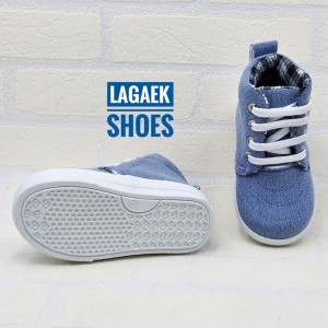 Sepatu Anak Boots Jeans Biru Kotak Tali Usia 2 5 Tahun Tokopedia
