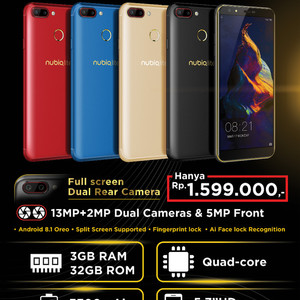 Nubia N2 Lite 32gb 3gb Dual Camera 4g Lte New Segel Garansi Resmi Tokopedia