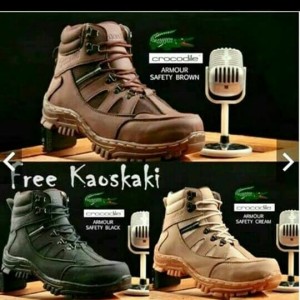 Sepatu Pria Boots Safety Crocodile Proyek Zip Kulit Asli Pull Up Termurah Tokopedia