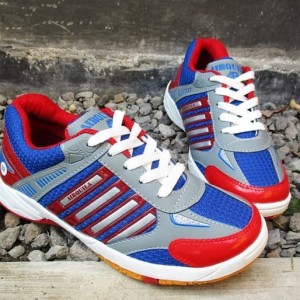 Sepatu Badminton Bulutangkis Airquila Tricolors Abu Merah Biru Tokopedia