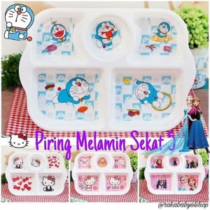 Jual PIRING MELAMIN MELAMIN SEKAT 5 KARAKTER HELLO KITTY FROZEN DORAEMON