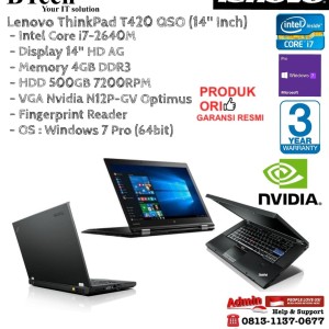 Lenovo Thinkpad T420 Intel Core I7 Vga Nvidia Quadro Nvs 4200m Finger Os Windows 7 Mulus Tokopedia