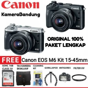 Canon Eos M6 Kit 15 45mm Is Stm Kamera Canon Eos M6 Paket Lengkap Tokopedia