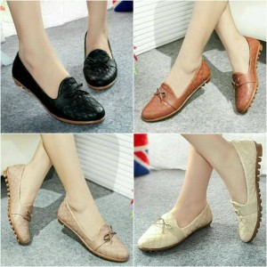 Sepatu Wanita Flatshoes Debby Motif Kulit Ular Tokopedia