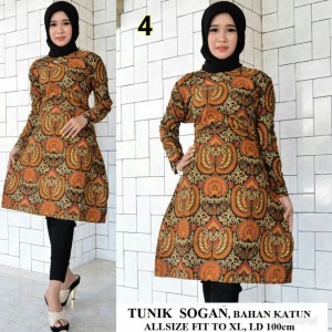Baju Batik Wanita Tunik Sogan Tokopedia