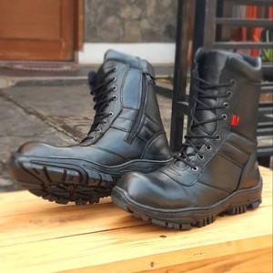 Sepatu Pdl Tinggi Pdl Tni Polri Full Kulit Ujung Besi Spatu Kerja Lapangan Tokopedia