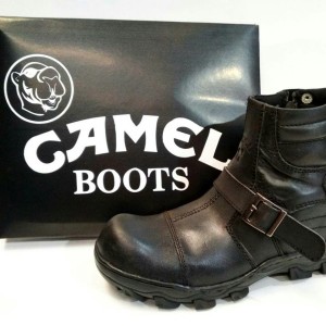 Sepatu Pria Camel Zipper Boots Safety Ujung Besi Kulit Sapi Asli Tokopedia