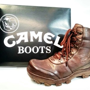 Sepatu Pria Camel Zipper Boots Safety Ujung Besi Kulit Sapi Asli Tokopedia