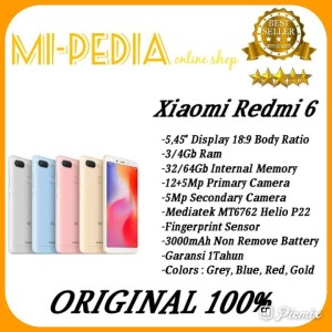 Xiaomi Redmi 6 Ram 3gb Internal 32gb Distributor Global Version Tokopedia