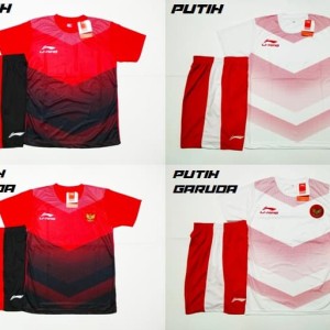 Setelan Timnas Indonesia Asian Games Lining L37 Baju Kaos Jersey Olahraga Tokopedia