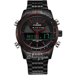 Jam Pria Original Naviforce N9024 Dualtime Tachymeter Black Chain White Stripe Hargajam Harga Jam Tangan Cowok Ori Anti Air Tokopedia