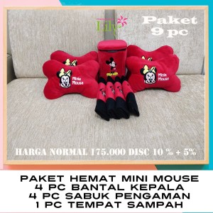 Jual BANTAL MOBIL PAKET HEMAT 9 PC KARAKTER MINI MOUSE (DISCOUNT 10% + 5