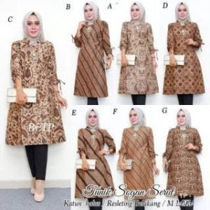 Baju Batik Wanita Tunik Sogan Tokopedia