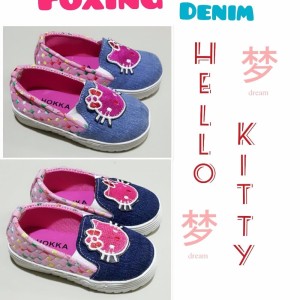 Sepatu Foxing Anak Perempuan Hello Kitty Denim Tokopedia