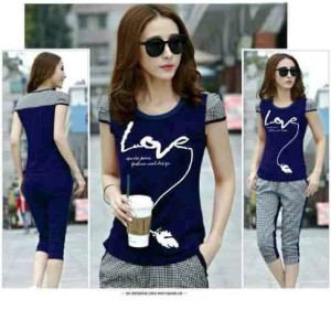 Baju Kaos Wanita Setelan Love Tokopedia