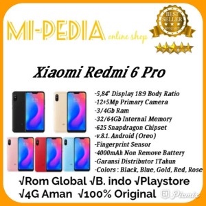Xiaomi Redmi 6 Pro Ram 4gb Internal 64gb Garansi Distributor 1 Tahun Tokopedia