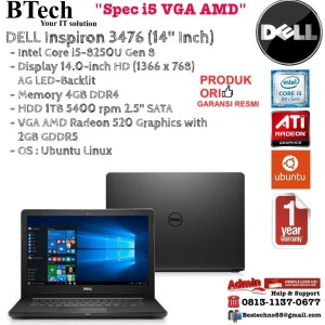 Dell Inspiron 3476 I5 8250u Linux 4gb Hdd 1tb Amd Radeon M520 2gb Promo Tokopedia