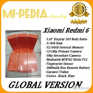Xiaomi Redmi 6 Ram 3gb Internal 32gb Garansi 1 Tahun Tokopedia