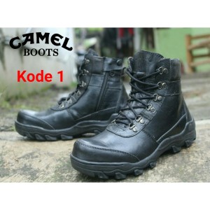 Sepatu Pria Camel Zipper Boots Safety Ujung Besi Kulit Sapi Asli Tokopedia