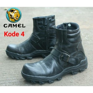 Sepatu Pria Camel Zipper Boots Safety Ujung Besi Kulit Sapi Asli Tokopedia
