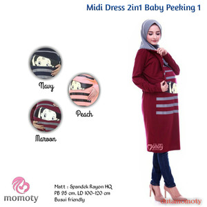 Midi Dress Hamil Unik Baby Peeking 2 Momoty Tokopedia