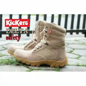 Kickers Boots Safety Ujung Besi Kulit Hitam Sepatu Tracking Adventure Kerja Motor Retsleting Tali Tokopedia