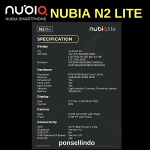 Zte Nubia N2 Lite Ram 3 Rom 32 Gb Fullview Garansi Resmi Tokopedia