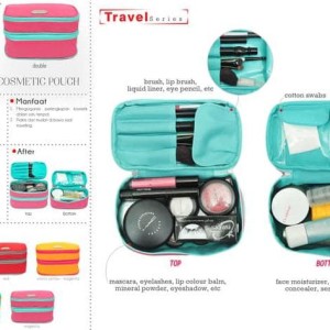 Expandable Cosmetics Pouch Ecp Magenta T Green Dompet Kosmetik Terlaris Tokopedia