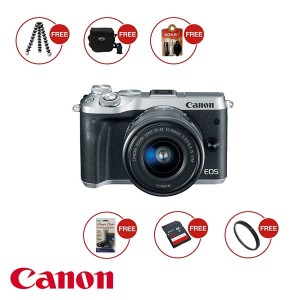 Canon Eos M6 Kit 15 45mm Is Stm Kamera Canon Eos M6 Paket Lengkap Tokopedia