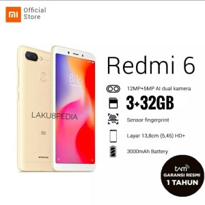 Xiaomi Redmi 6 Ram 3gb Internal 32gb Garansi 1 Tahun Tokopedia