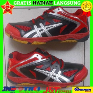 Sepatu Badminton Bulutangkis Hitam Merah Tokopedia