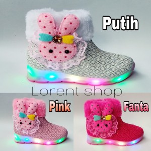 Sepatu Anak Perempuan Boots Glitter Bulu Tokopedia