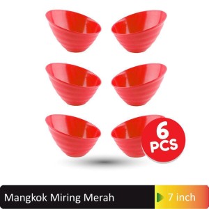 Igi Glori Melamine Mangkok Makan Miring 7 Inch Melamin G4770 Isi 6pcs Merah Tokopedia