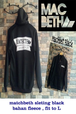 jaket matchbeth sleting hitam ( grosir jaket sweater murah di bandung