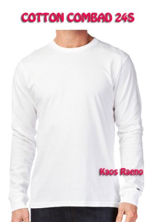 XL tshirt kaos polos model O Neck Unisex lengan panjang Putih murah