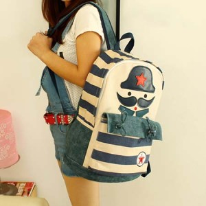 jual tas ransel backpack korea murah import biru putih garis kumis toko anak muda2 jual tas ransel backpack korea murah import biru putih garis kumis toko anak muda2
