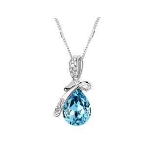 Aksesoris Liontin Wanita Blue Teal Silver Color VN002-BL.