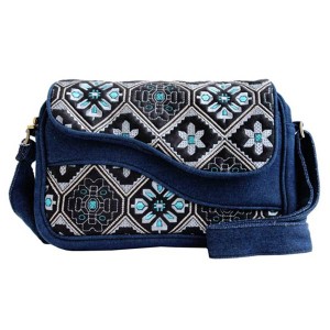 Tas Selempang Jeans Kulit Mokamula FALEEN BAG NAVY HAUSA untuk Wanita