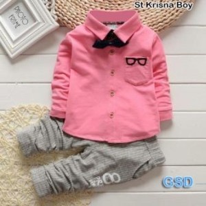 Baju anak laki laki / Setelan anak Cowok Set krisna pink A-048