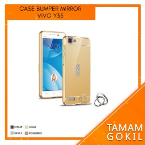 Case Mirror Vivo Y35 Y 35 Metal Alumunium Bumper With Sliding