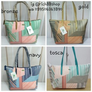 tas totebag lacoste horizontal motif garis 1263 .