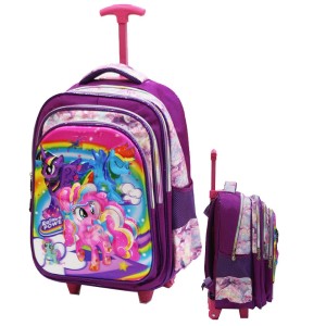 Tas Trolley Anak SD - My Little Pony 5D Timbul Hologram 4 Kantung Pink