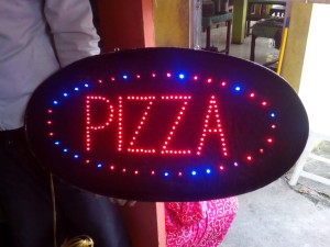 Tulisan Lampu Led Sign PIZZA CAFE OVAL|Papan Promosi|Nama|TOKO USAHA