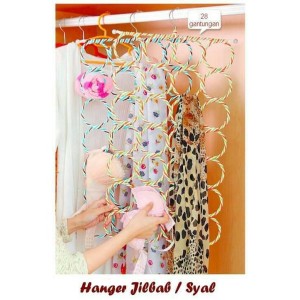 GANTUNGAN JILBAB HANGER 28 RING HIJAB SYAL IKAT PINGGANG DASI TEMPAT