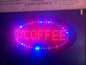 Tulisan Lampu Led Sign D'COFFEE MODEL OVAL - LIKE RUNNING TEXT CAFE