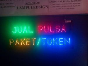 Tulisan Lampu Led Sign JUAL PULSA PAKET TOKEN RGB - NO RUNNING TEXT