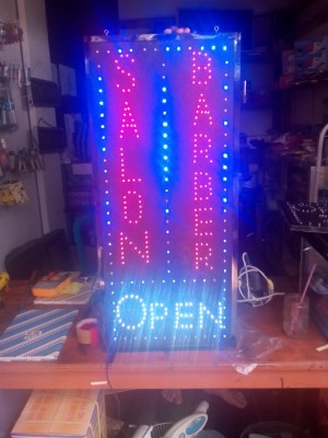 Tulisan Lampu Led Sign SALON BARBER OPEN - LIKE RUNNING TEXT