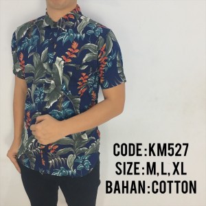 BAJU KEMEJA PENDEK MOTIF BUNGA COWOK PRIA LAKI-LAKI
